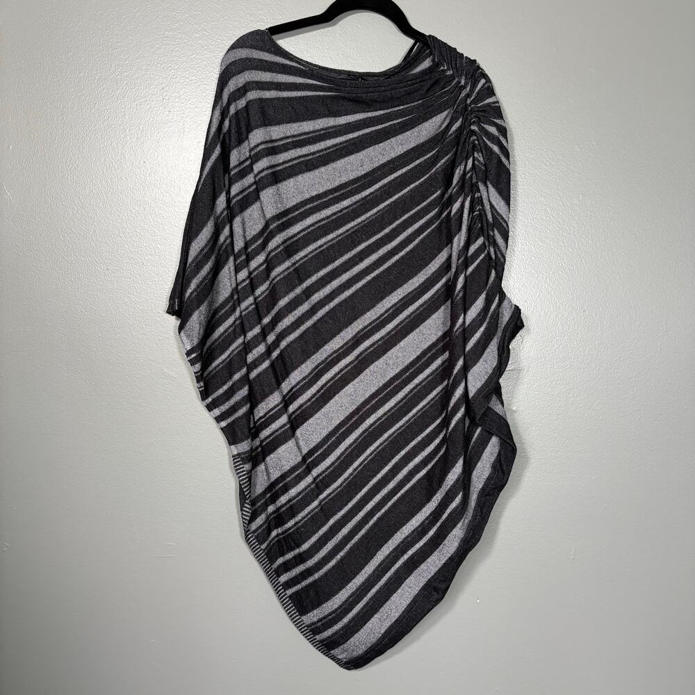 Lane Bryant Black & Gray Striped Ruched Knit Poncho - 18/20 - Women's Plus Size